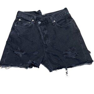 Agolde Black Distressed High Rise Jean Shorts SZ 26